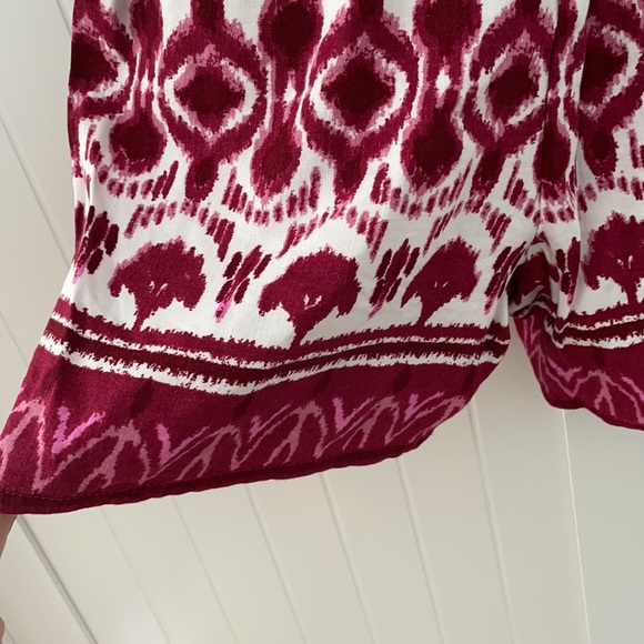 Ann Taylor Loft XXS Linen Shorts Cool Flowy Tie Waist Pink Red New! - Picture 4 of 7